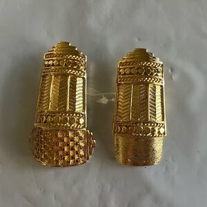 VTG Dotty Smith 1980’s Geometric Gold Tone Kissing Belt Buckle EUC/NWOT